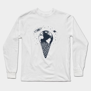 Ice Cream Earth In Space. Creative Illustration Long Sleeve T-Shirt